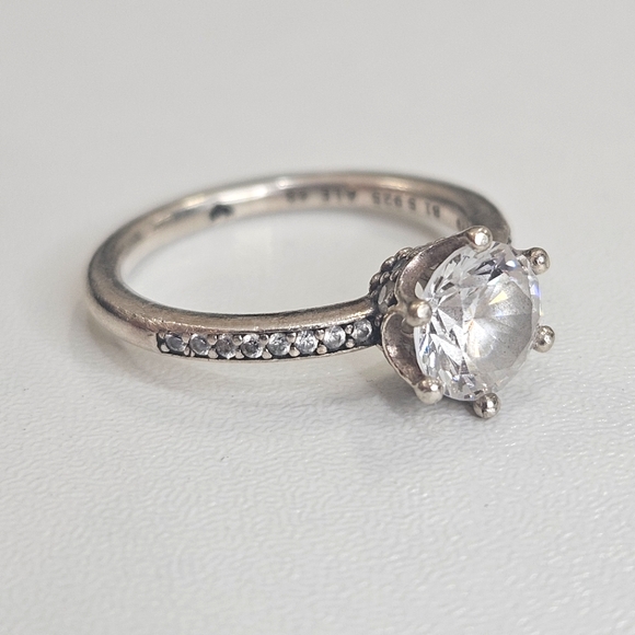Pandora Sterling Silver 2019 Sparkling Crown Solitaire Ring Size 4.5 US 925 ALE
